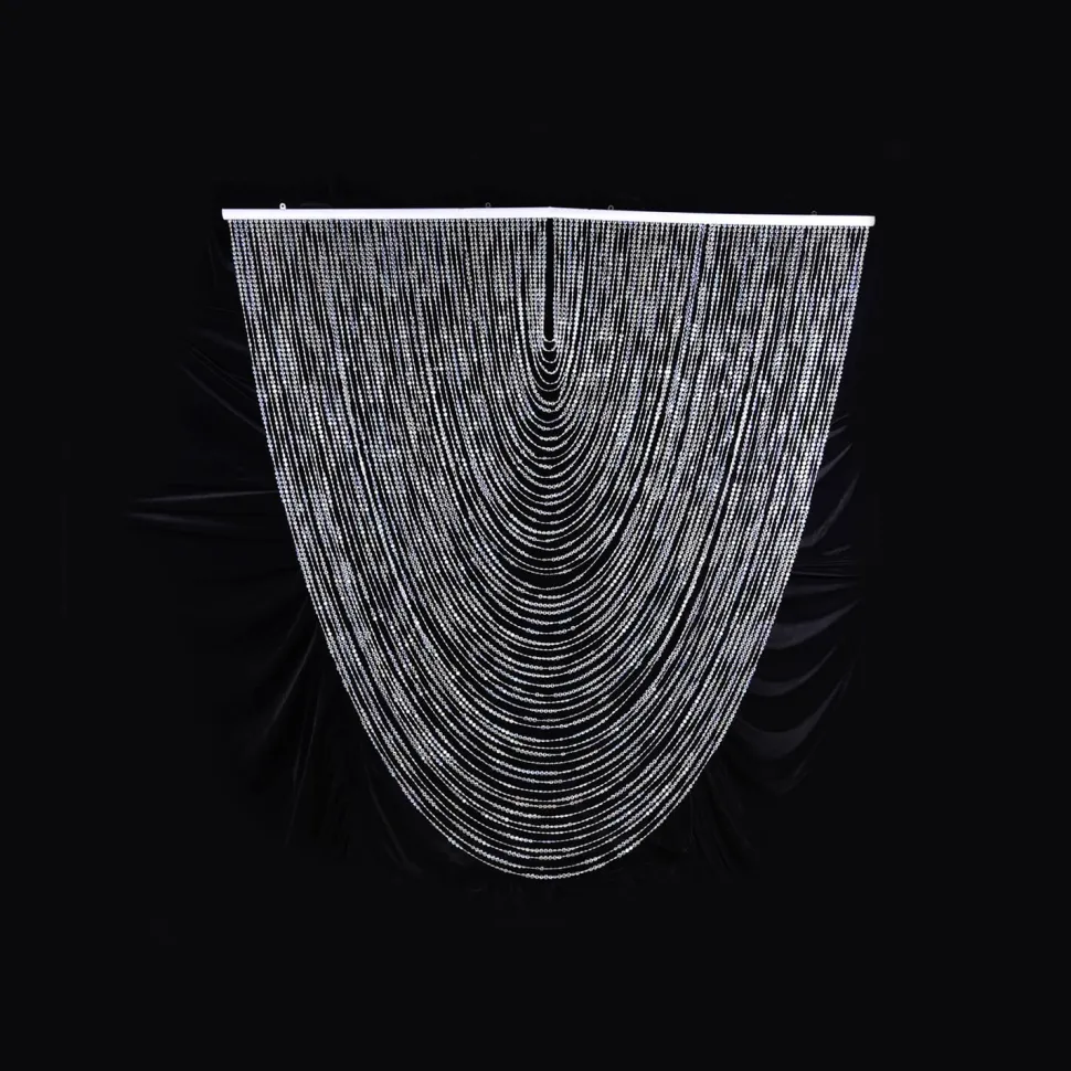 DecoStar™ Jewel Crystal Iridescent Diamond Cut Swag Curtain - 4ft wide by 4ft Tall