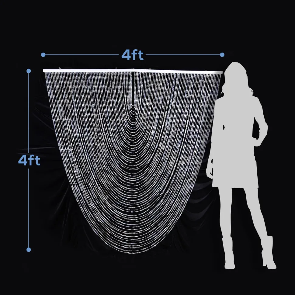 DecoStar™ Jewel Crystal Iridescent Diamond Cut Swag Curtain - 4ft wide by 4ft Tall