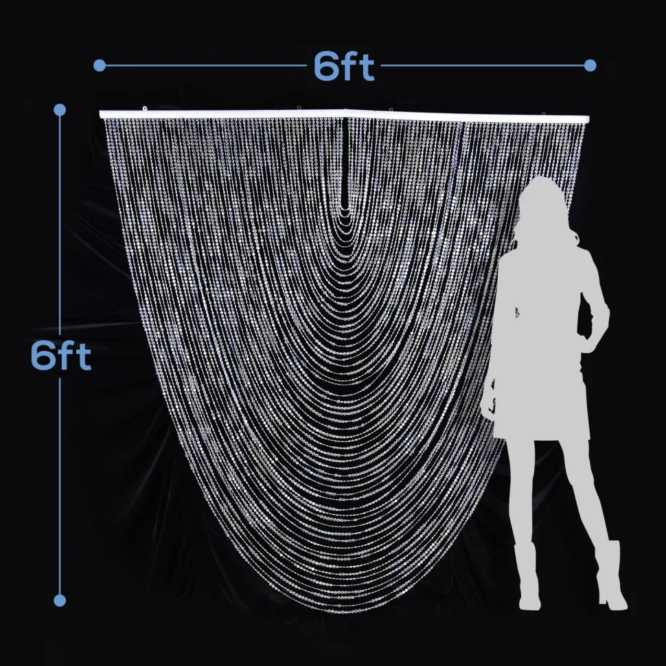 DecoStar™ Jewel Crystal Iridescent Diamond Cut Swag Curtain - 6ft Wide by 6ft Tall