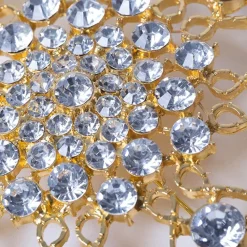 DecoStar™ JUMBO Round Ornate Diamond-Studded Brooch in Gold