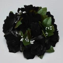 Decostar™ Large Flower Candle Rings 9" - 12 Pieces - Black