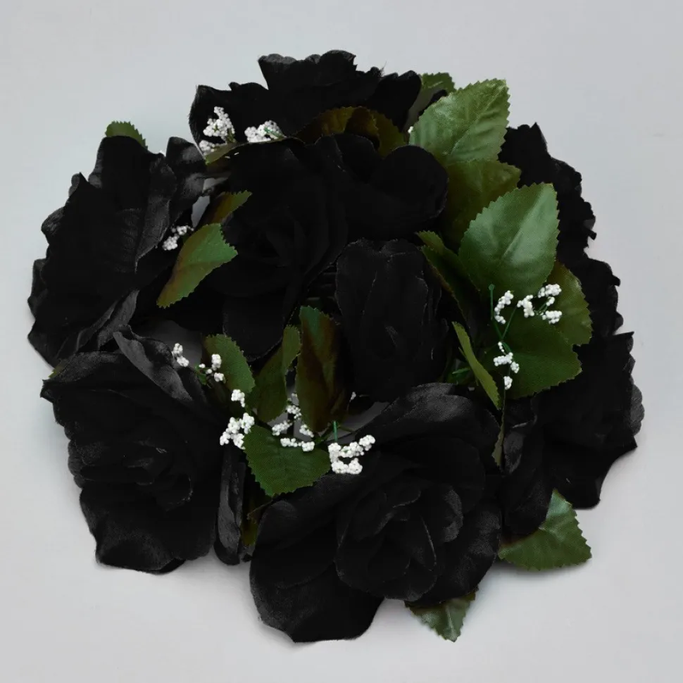 Decostar™ Large Flower Candle Rings 9" - 12 Pieces - Black