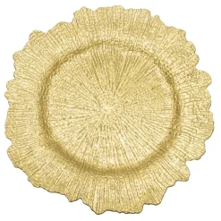 Decostar™ Large Reef Plastic Charger Plate 14" - 24 Pieces - Gold