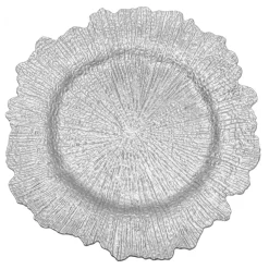 Decostar™ Large Reef Plastic Charger Plate 14" - 24 Pieces - Silver