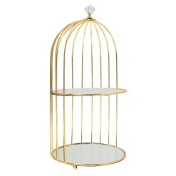Decostar™ 2 Layer Birdcage Cake Stand With Mirror 15½" - Gold