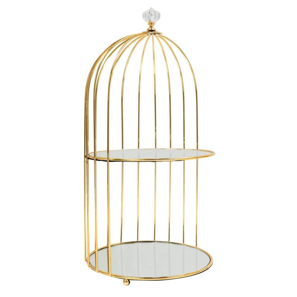 Decostar™ 2 Layer Birdcage Cake Stand With Mirror 15½" - Gold