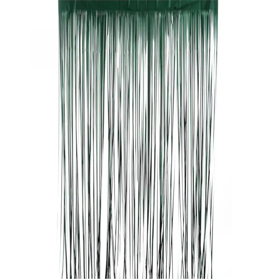 Decostar™ Matte Foil Fringe Curtain 96" - Dark Green