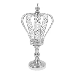 Decostar™ Metal and Crystal Crown Centerpiece Riser 15½" - Silver