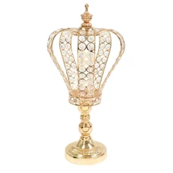 Decostar™ Metal and Crystal Crown Centerpiece Riser 18" - Gold