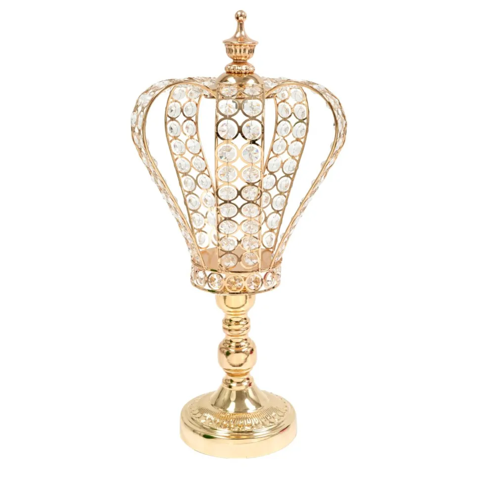 Decostar™ Metal and Crystal Crown Centerpiece Riser 18" - Gold