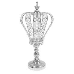 Decostar™ Metal and Crystal Crown Centerpiece Riser 18" - Silver