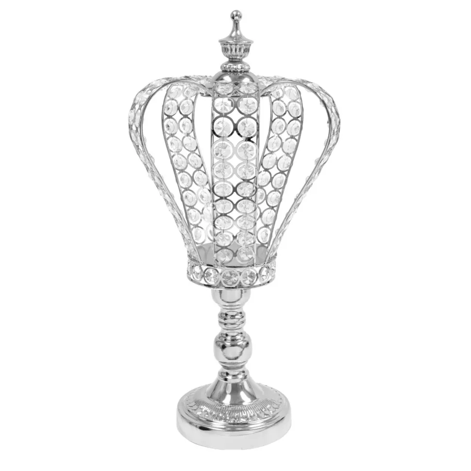 Decostar™ Metal and Crystal Crown Centerpiece Riser 18" - Silver