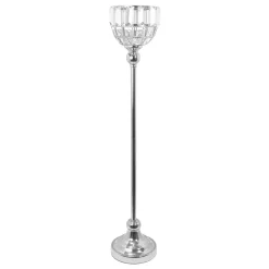 Decostar™ Metal Bowl Candle Holder With Crystal 28" - Silver