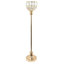 Decostar™ Metal Bowl Candle Holder With Crystal 28" - Gold