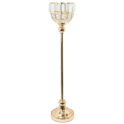 Decostar™ Metal Bowl Candle Holder With Crystal 25" - Gold