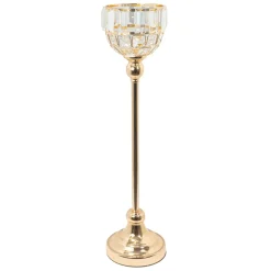 Decostar™ Metal Bowl Candle Holder With Crystal 22" - Gold