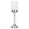 Decostar™ Metal Candle Holder With Cylinder Glass Shade 15½" - Silver
