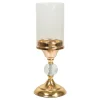 Decostar™ Metal Candle Holder With Cylinder Glass Shade 12½" - Gold