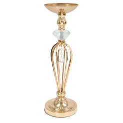 Decostar™ Metal Crystal Ball Flower Bowl Pedestal Stand 20" - Gold