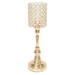 Decostar™ Metal Crystal Beaded Votive Candle Holder 15¾" - Gold