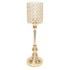 Decostar™ Metal Crystal Beaded Votive Candle Holder 17½" - Gold