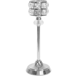 Decostar™ Metal Crystal Embellished Candle Holder 11½" - Silver