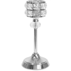 Decostar™ Metal Crystal Embellished Candle Holder 9½" - Silver