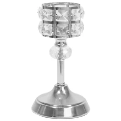 Decostar™ Metal Crystal Embellished Candle Holder 7¾" - Silver