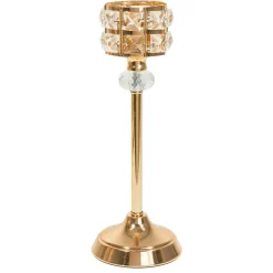 Decostar™ Metal Crystal Embellished Candle Holder 11½" - Gold