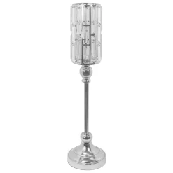 Decostar™ Metal Cylinder Candle Holder With Crystal 25" - Silver