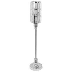 Decostar™ Metal Cylinder Candle Holder With Crystal 28" - Silver