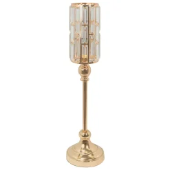 Decostar™ Metal Cylinder Candle Holder With Crystal 22" - Gold