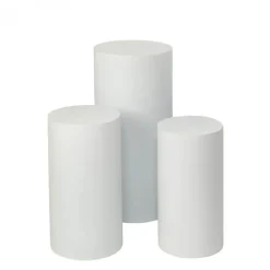 Decostar™ Metal Cylinder Pedestals Display 3pc/set - White
