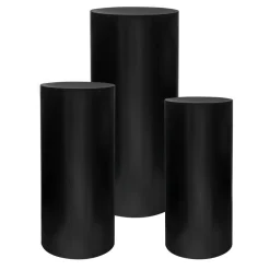 Decostar™ Metal Cylinder Pedestals Display 3pc/set - Black