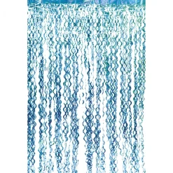 Decostar™ Metallic Curly Foil Fringe Curtain 96" - Aqua