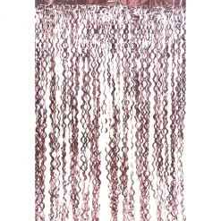 Decostar™ Metallic Curly Foil Fringe Curtain 96" - Rose Gold