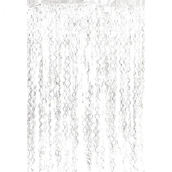Decostar™ Metallic Curly Foil Fringe Curtain 96" - White