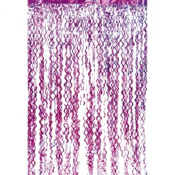 Decostar™ Metallic Curly Foil Fringe Curtain 96" - Fuchsia