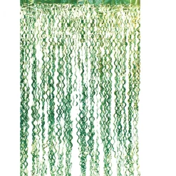 Decostar™ Metallic Curly Foil Fringe Curtain 96" - Green