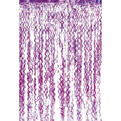Decostar™ Metallic Curly Foil Fringe Curtain 96" - Purple