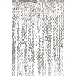Decostar™ Metallic Curly Foil Fringe Curtain 96" - Silver