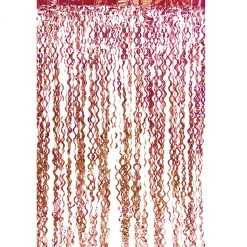 Decostar™ Metallic Curly Foil Fringe Curtain 96" - Red