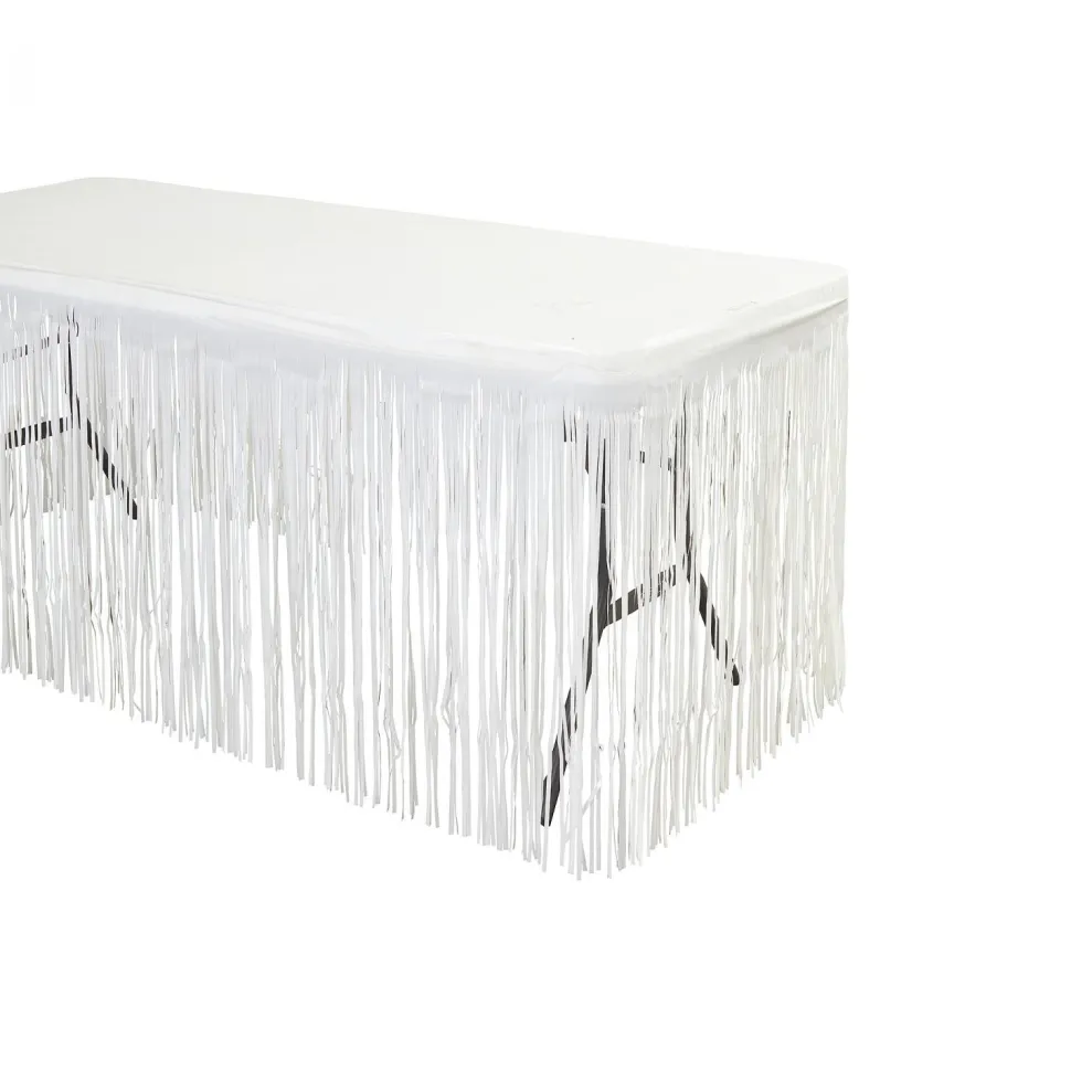 Decostar™ Metallic Foil Table Skirt 14ft - White