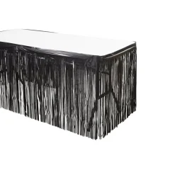 Decostar™ Metallic Foil Table Skirt 14ft - Black