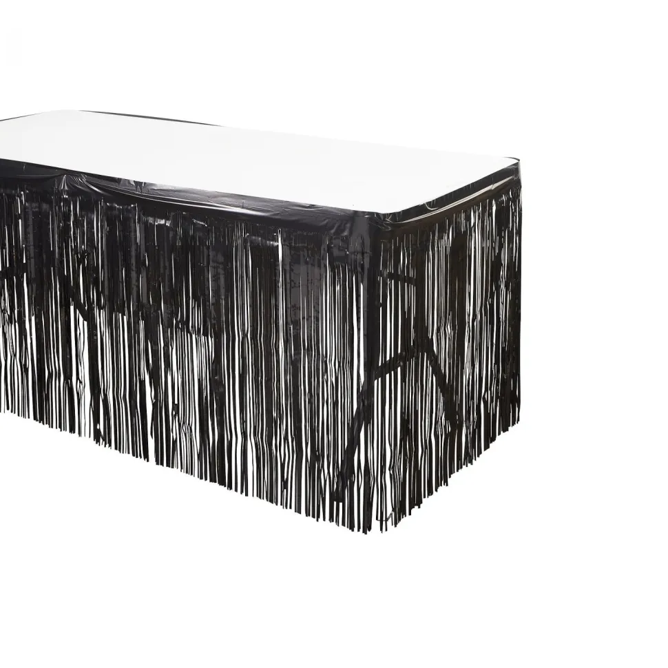 Decostar™ Metallic Foil Table Skirt 14ft - Black