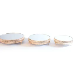 Decostar™ Metal Round Cake Stand With Mirror Top 3pc/set - Gold