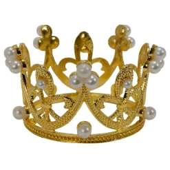 Decostar™ Metal Royal Crown with Rhinestones and Pearls - Gold