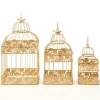 Decostar™ Metal Square Hexagon Gold Wedding Birdcage - Sets of 3 - Gold