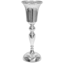 Decostar™ Metal Trumpet Floral Centerpiece 15¼" - Silver