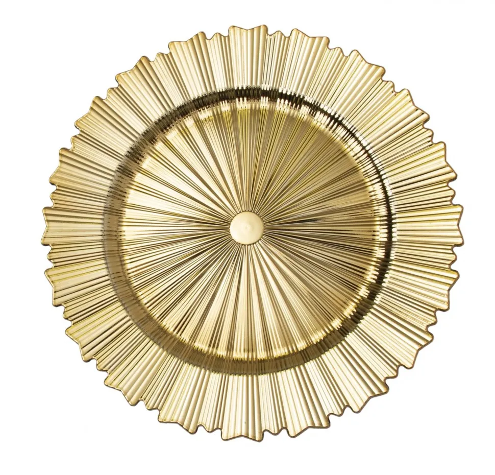 Decostar™ Modern Plastic Charger Plate 13" - 24 Pieces - Gold